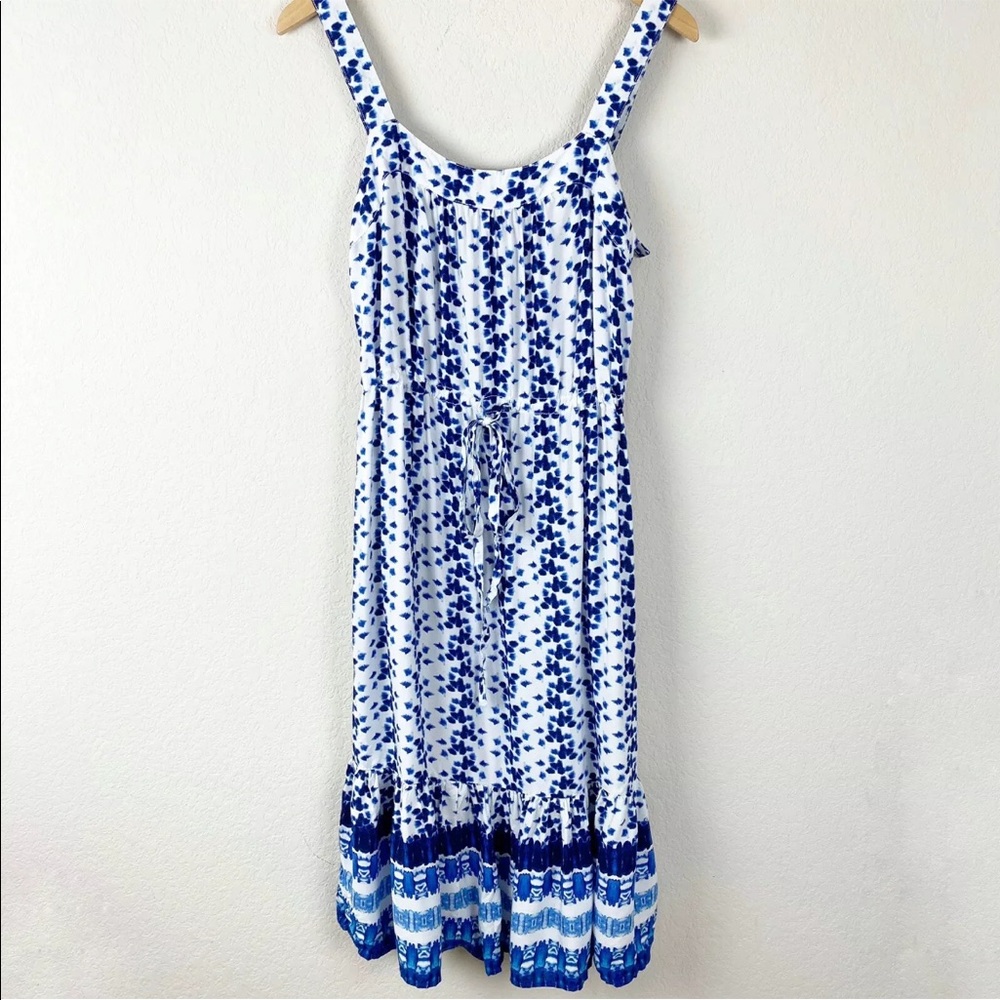 Beach dress, blue and white tie dye